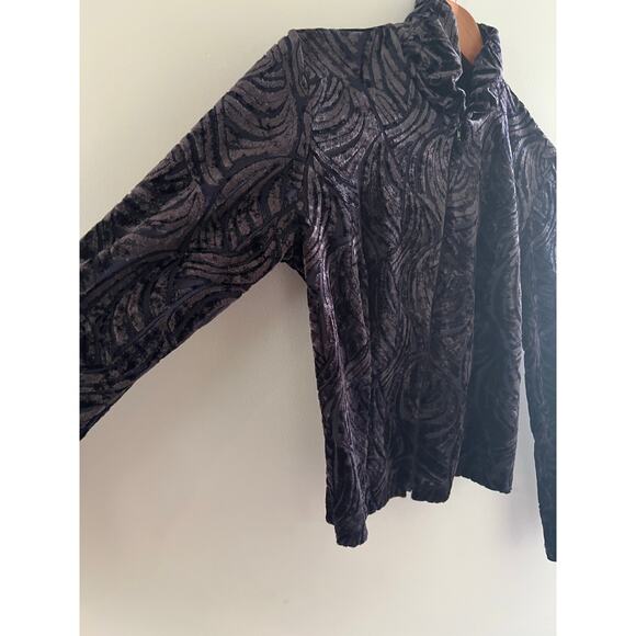 Hanky Panky Zip-up Shacket Sheer Purple Abstract Velvet Design Size Medium JL - Picture 3 of 9